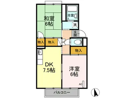 ファミールえんざ B棟(2DK/2階)の間取り写真