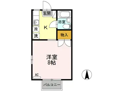 第2メールブルー(1K/2階)の間取り写真