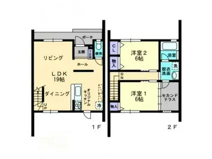 高松琴平電鉄琴平線 三条駅(高松) 徒歩4分 2階建 築15年(2LDK)の間取り写真