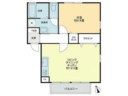 フォブール鶴見B(1LDK/1階)の間取り写真