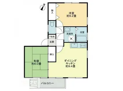 フォブールかざしヶ丘E棟(2DK/1階)の間取り写真