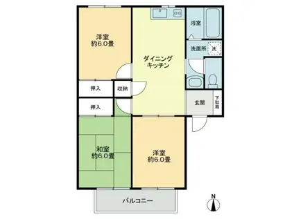 フォブールKT(3DK/2階)の間取り写真