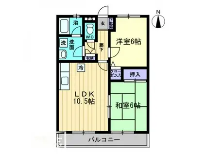 グレースハタオカ(2LDK/3階)の間取り写真