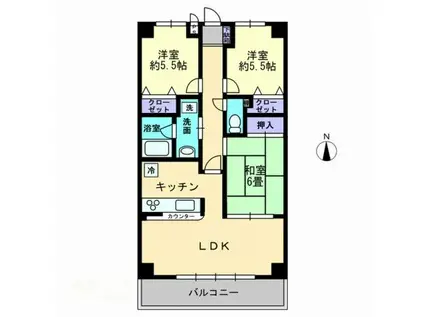サンリッチ久保(3LDK/6階)の間取り写真