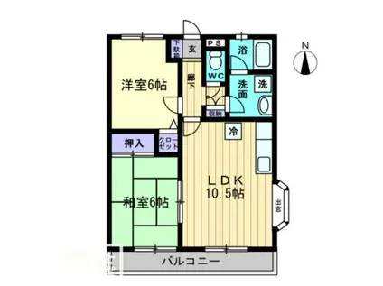 グレースハタオカ(2LDK/3階)の間取り写真