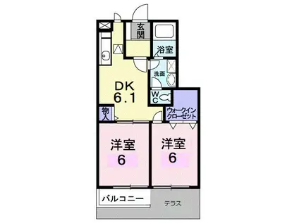プロスペリティD(2DK/1階)の間取り写真