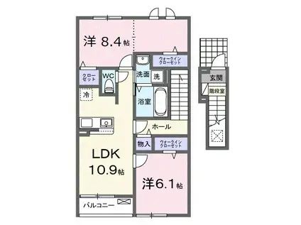 フェリーチェ上林(2LDK/2階)の間取り写真