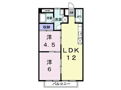 パルネット荒木(2LDK/2階)の間取り写真