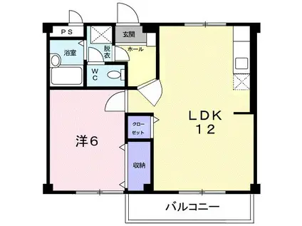 シティハイツ川地(1LDK/2階)の間取り写真