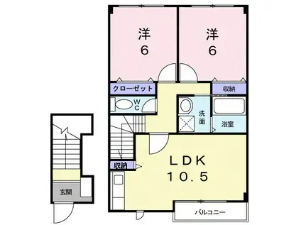 アロッジオK3B(2LDK/2階)の間取り写真