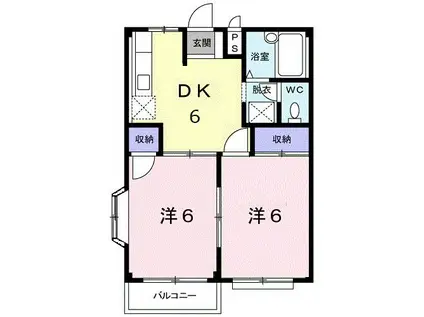 エルディム森Ⅱ(2DK/2階)の間取り写真