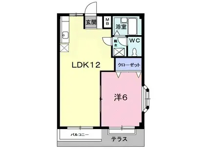 エルディム川西(1LDK/1階)の間取り写真