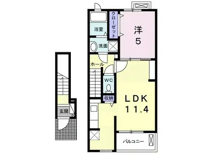 エスト・モンターニュⅡ(1LDK/2階)の間取り写真