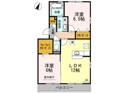 マインパレスⅡ B棟(2LDK/1階)の間取り写真