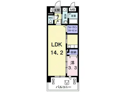 フリシュ・グランツ・K(1LDK/3階)の間取り写真