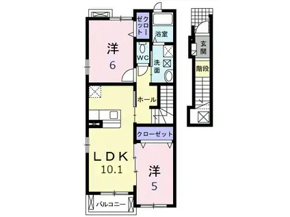サンセレーノⅠ(2LDK/2階)の間取り写真