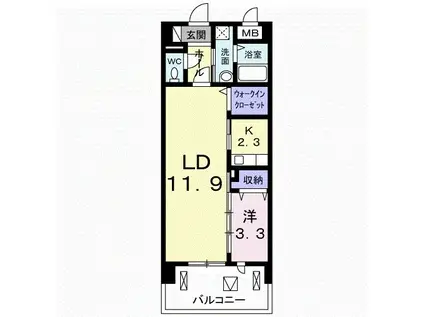 フリシュ・グランツ・K(1LDK/2階)の間取り写真