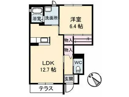 SINⅢ(1LDK/1階)の間取り写真