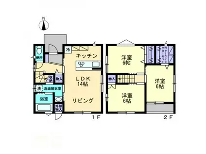 高松琴平電鉄琴平線 太田駅(高松) 徒歩7分 2階建 築9年(3LDK)の間取り写真