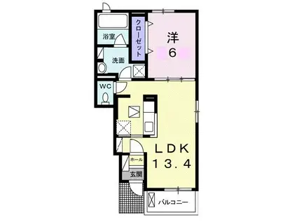 レガート春日Ⅱ(1LDK/1階)の間取り写真