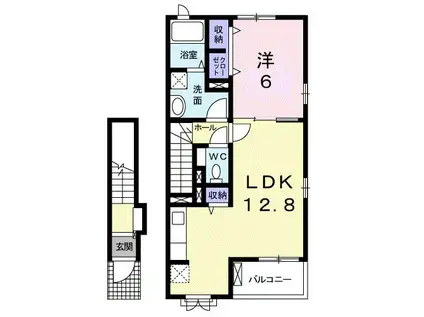 ワイズKM Ⅱ(1LDK/2階)の間取り写真