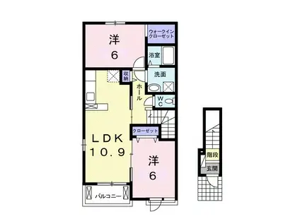 クレストールKⅢ(2LDK/2階)の間取り写真