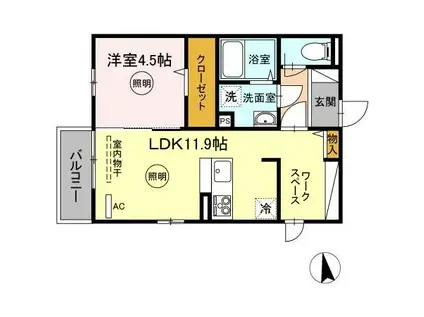 リバーフィールド(1LDK/2階)の間取り写真