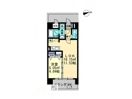 BIG・BAN瓦町駅東(1LDK/8階)の間取り写真