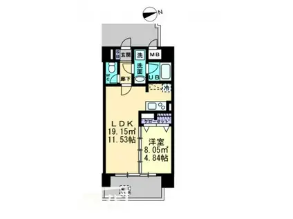 BIG・BAN瓦町駅東(1LDK/4階)の間取り写真