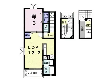 クレール木太(1LDK/3階)の間取り写真