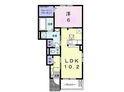 プラシード豊C(1LDK/1階)の間取り写真