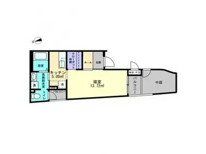 ミュー亀井町(1K/1階)の間取り写真