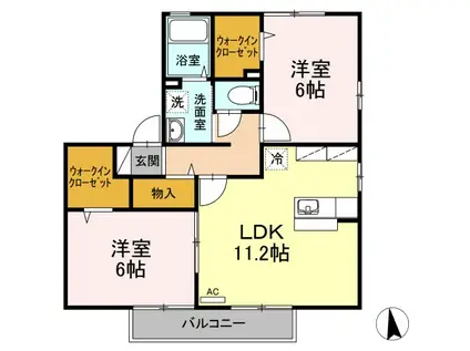 サンフラワーM・T(2LDK/2階)の間取り写真
