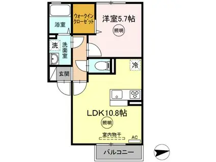 メゾンシャルム春日(1LDK/2階)の間取り写真