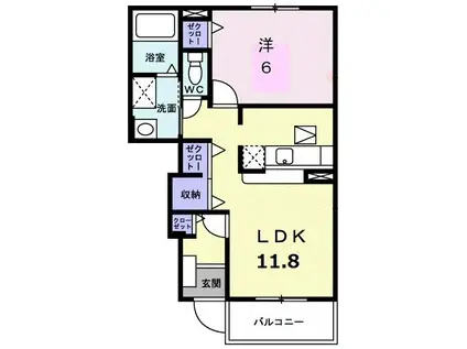 サン リット(1LDK/1階)の間取り写真