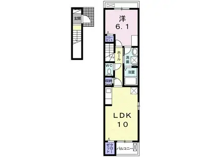 ラ・フォーレ10B(1LDK/2階)の間取り写真