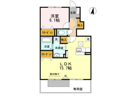 ウエストヴィレッジⅡ A棟(1LDK/1階)の間取り写真