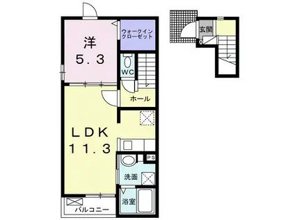 ライラック和田浜Ⅱ(1LDK/2階)の間取り写真