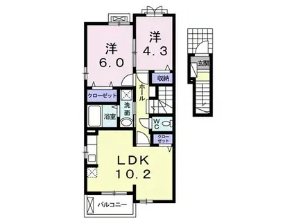 カーサ・フェリーチェ RーⅤ(2LDK/2階)の間取り写真