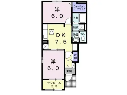 ネオリリーB(2DK/1階)の間取り写真