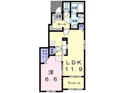マ・メゾン柞原Ⅲ(1LDK/1階)の間取り写真