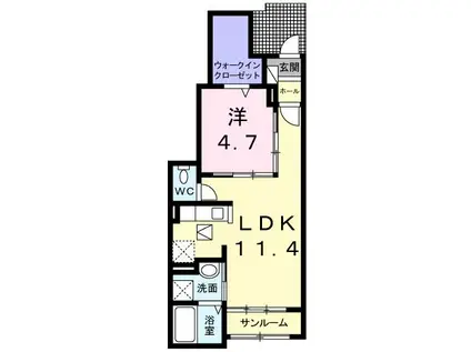 ルーベル柞原 Ⅱ(1LDK/1階)の間取り写真