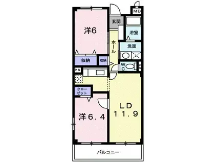 ファインヴァルト(2LDK/1階)の間取り写真