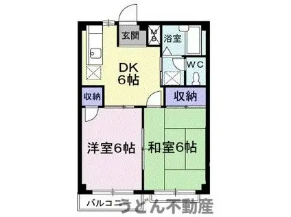 エルディム西本B(2DK/1階)の間取り写真