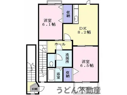 コスモハイツA(2DK/2階)の間取り写真