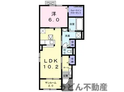 ルーベル金蔵寺ⅢA(1LDK/1階)の間取り写真