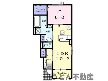ルーベル金蔵寺ⅢA(1LDK/1階)の間取り写真
