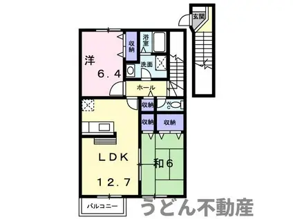 ヴェルテソレーユB(2LDK/2階)の間取り写真