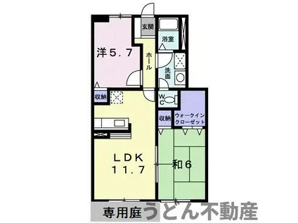 ヴェルテソレーユB(2LDK/1階)の間取り写真