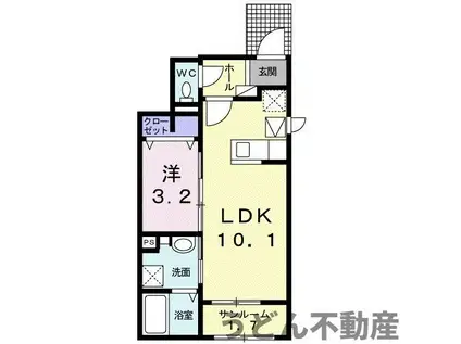 コントレイル Ⅱ(1LDK/1階)の間取り写真